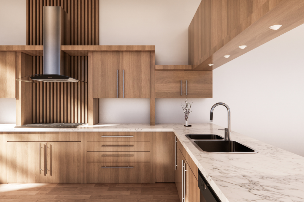 Simplistic kitchen furnishings