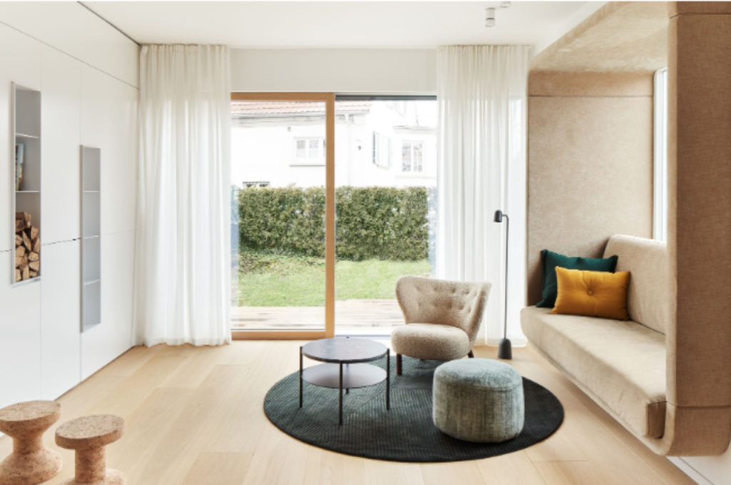 Trendy living area without a couch